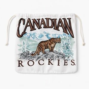 Vintage Canadian Rockies Drawstring Bag | Mini Sack | 12” Wide